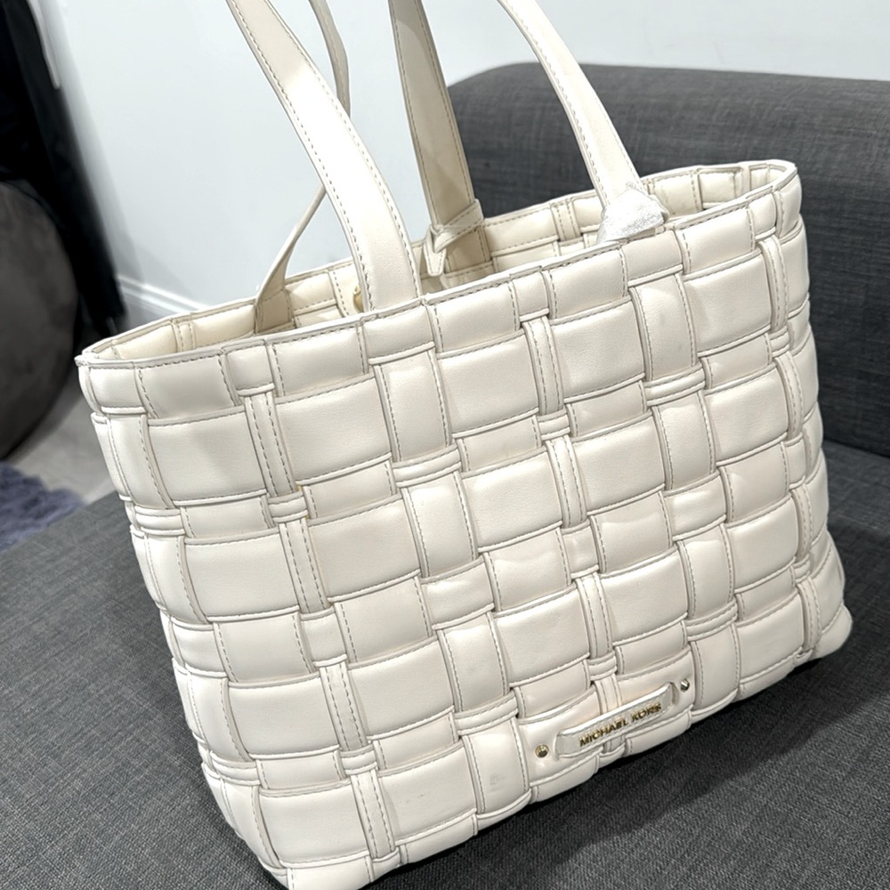 Michael Kors Cream Woven Leather Tote